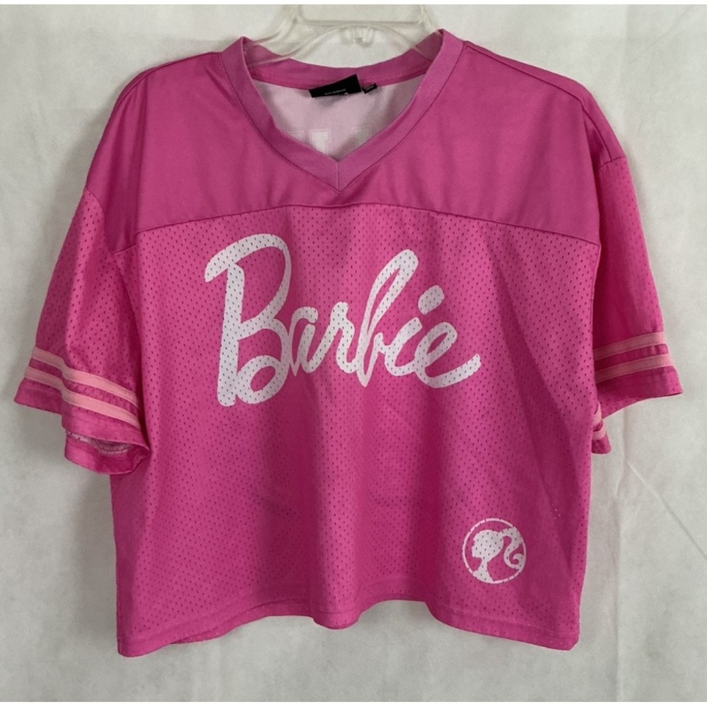 Barbie Malibu Women's Cropped Football #59 Shirt Jersey Size Large Pink